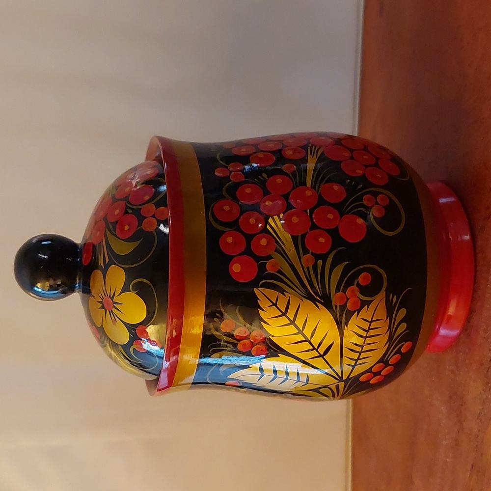 Russian Lacquered Carved Wood Box